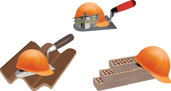 Accessories Building Construction Protective Helmet — 图库矢量图片