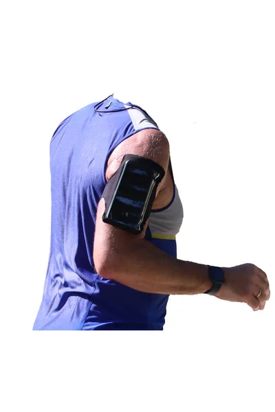 Part Person Running Mobile Phone Arm —  Fotos de Stock