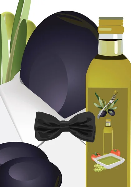 Bottle Oil Black Olive — Stockvektor