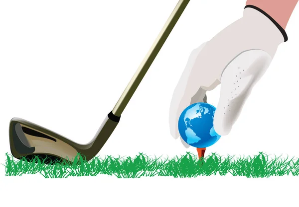Golf Game Planet Earth — Stock Vector