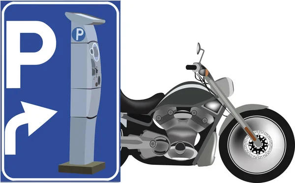 Panneau Stationnement Payant Pour Motos — Image vectorielle