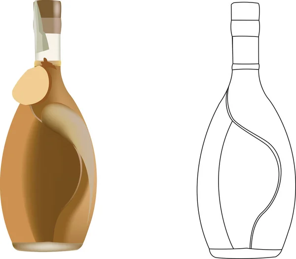 Bottle Containing Liqueur Chestnut Cream — Stock Vector