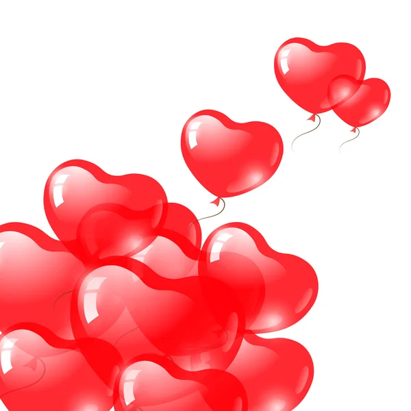 Globos rojos en forma de corazón. Símbolo de San Valentín . — Vector de stock