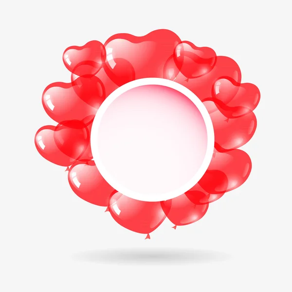 Red heart shaped balloons. Valentine's day background. — Stock Vector