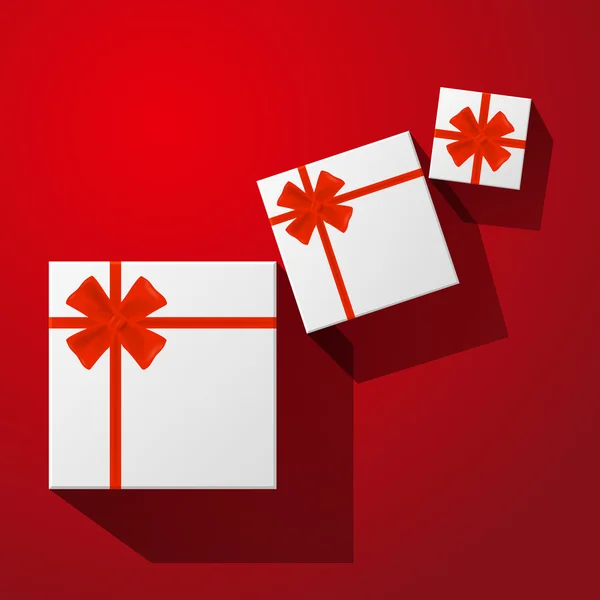 Geschenke mit roter Schleife mit Bändern — Stockvektor