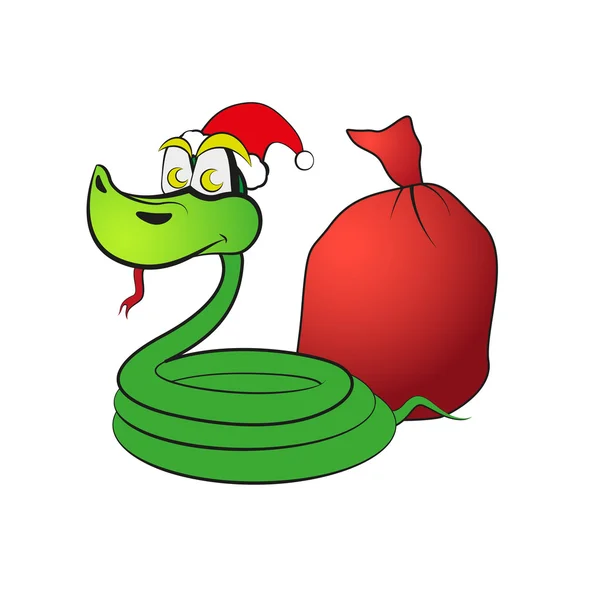 Snake in a hat, with gifts — Stock Vector