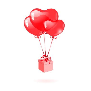 Kırmızı kalpli balon ile hediye