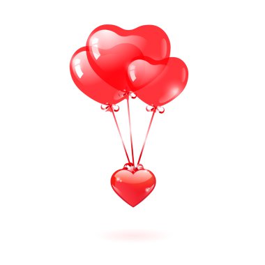 Kırmızı kalpli balon ile parlak kalp