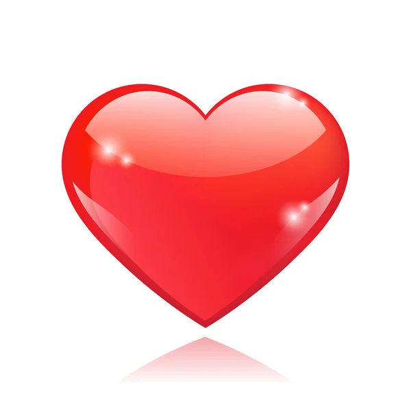Beautiful red glossy heart shape — Stock Vector