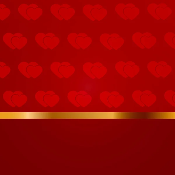 Día de San Valentín en blanco con patrón de corazones y línea de oro — Vector de stock