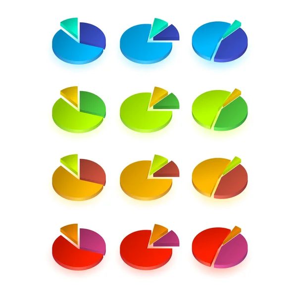 Set di diversi grafici a torta — Vettoriale Stock