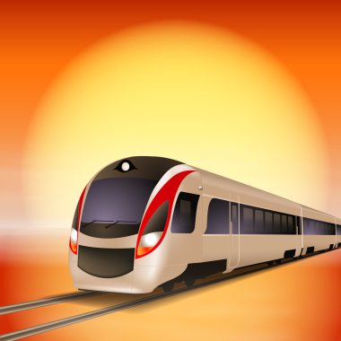 yüksek hızlı tren. günbatımı Zamanı.