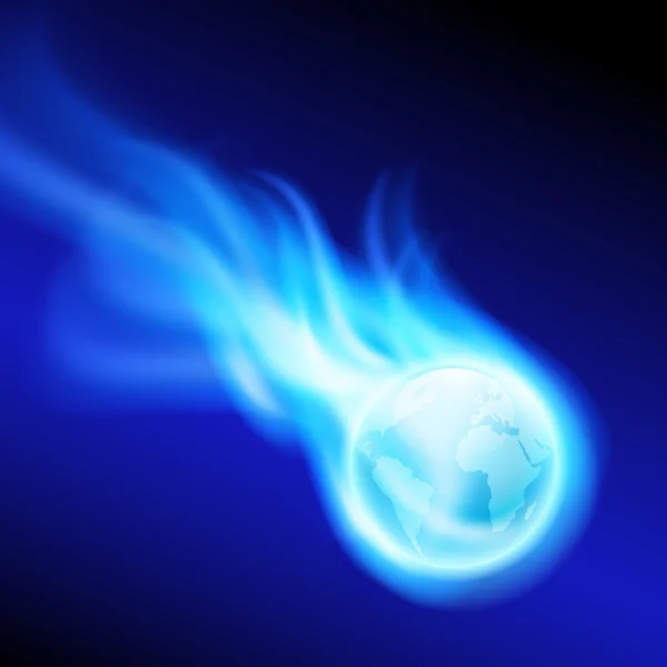 Volando flameando el globo sobre fondo azul — Vector de stock