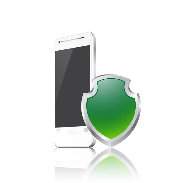 Mobile phone with shield — Stock Vector