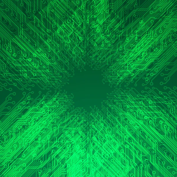 Abstract eletrônica fundo verde com textura placa de circuito — Vetor de Stock