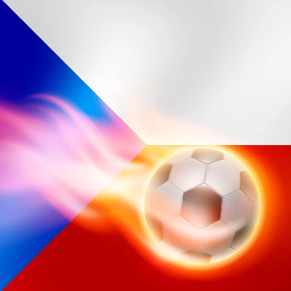 Hořící fotbal na pozadí vlajky České republiky — Stockový vektor