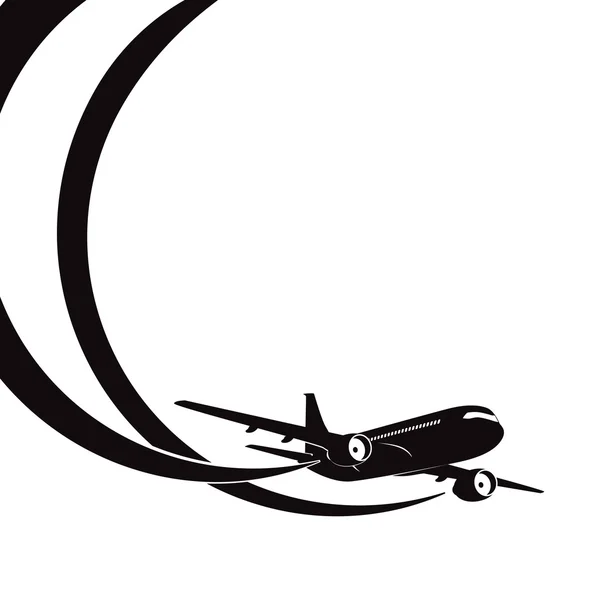 Die Silhouette des Flugzeugs auf weißem Hintergrund. — Stockvektor