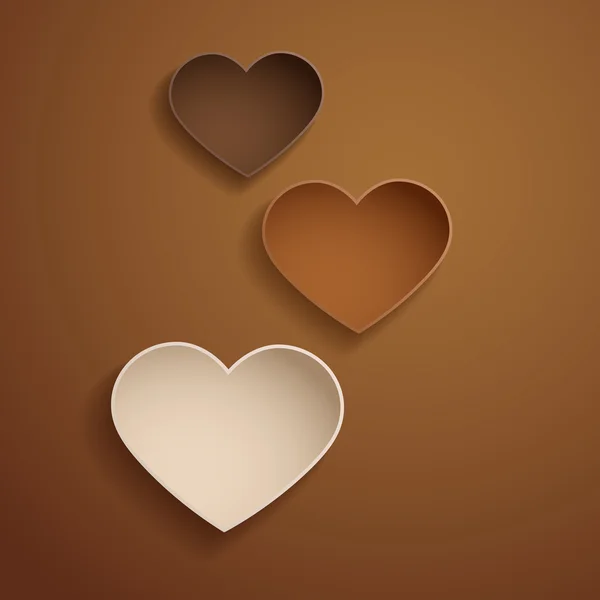 Corazones de chocolate. Fondo del día de San Valentín . — Vector de stock