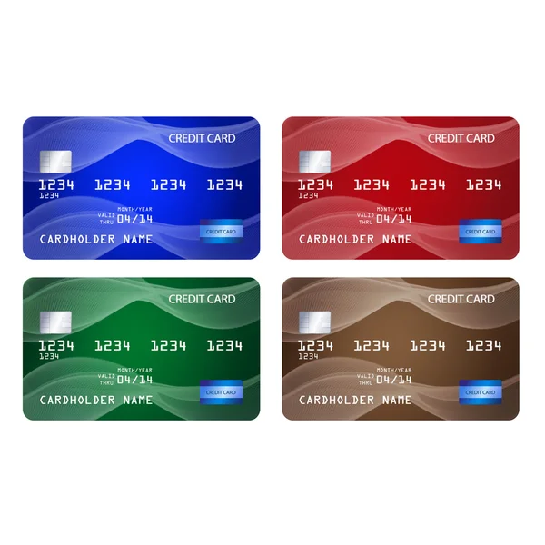 Satz Kreditkarten in 4 verschiedenen Farben — Stockvektor