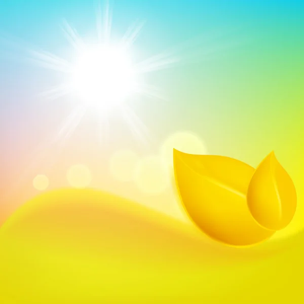 Podzimní pozadí s žlutými listy a slunce — Stockový vektor