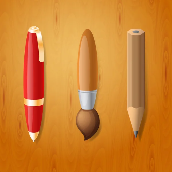 Pen, pencil and brush icons — Stock Vector