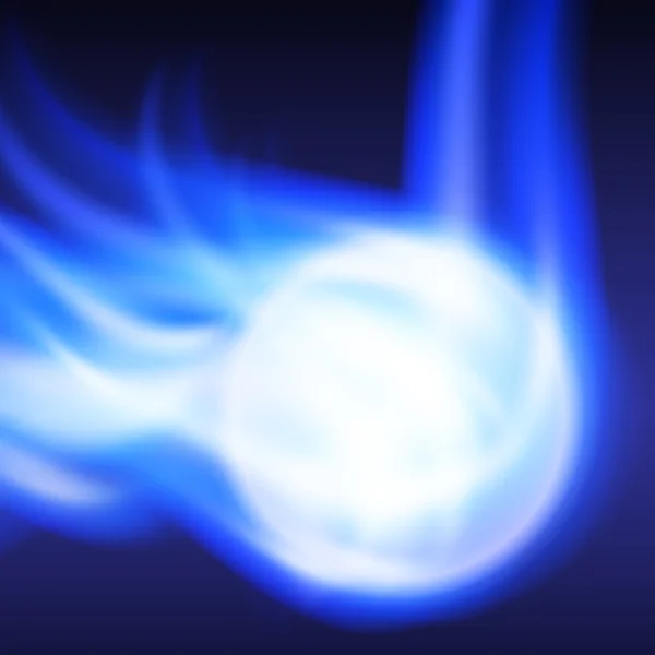 Fundo abstrato com chamas azuis e esfera ardente — Vetor de Stock