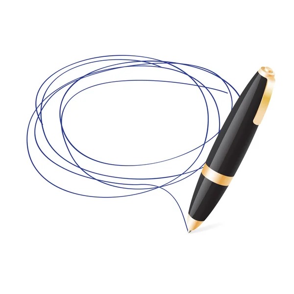 Ball pen draws jauntily circle on a white background — Stock Vector