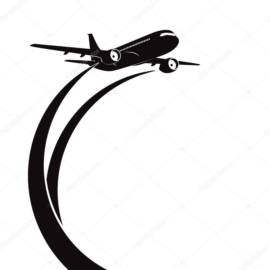 Airplane's silhouette on white background.