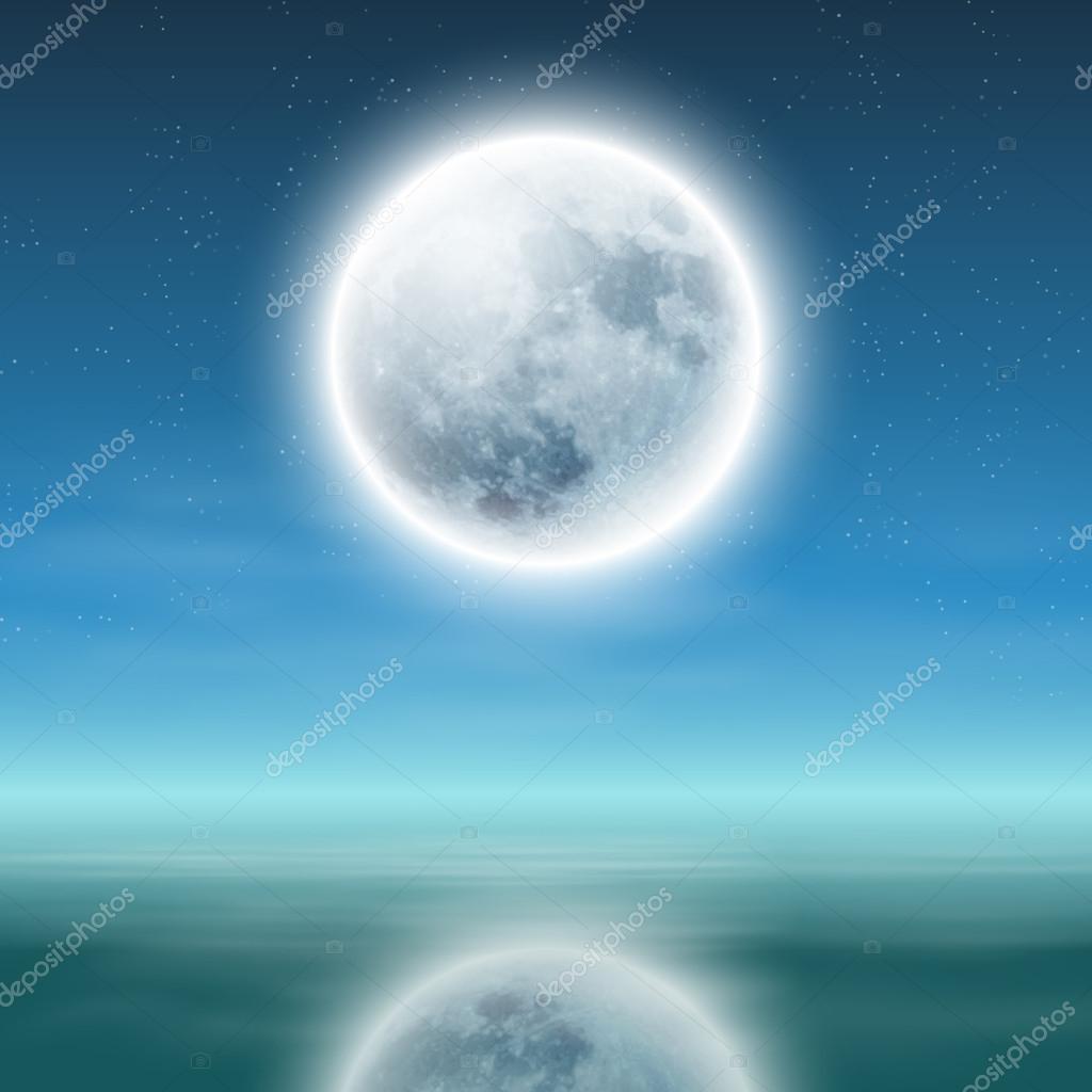 Moon Over Water Vector Art Stock Images Depositphotos