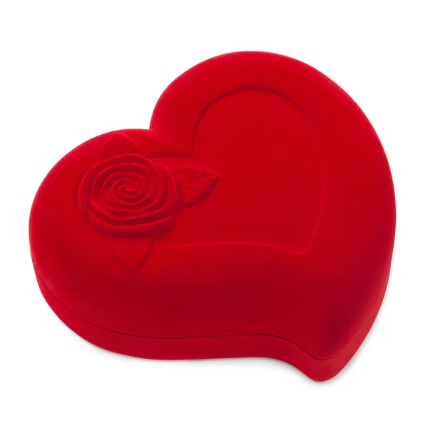 Red heart-shaped fancy box — Stock Photo, Image