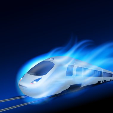 yüksek hızlı tren hareket mavi alev gece.