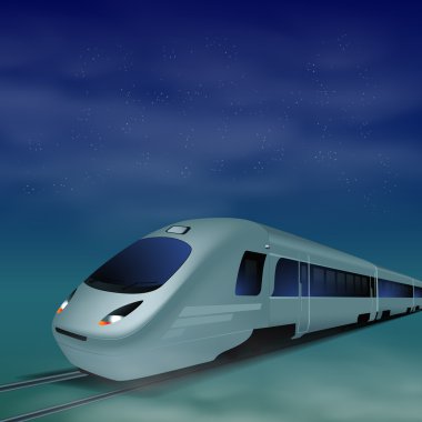 Geceleri yüksek hızlı tren.