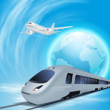 hızlı tren ve uçak gökyüzünde
