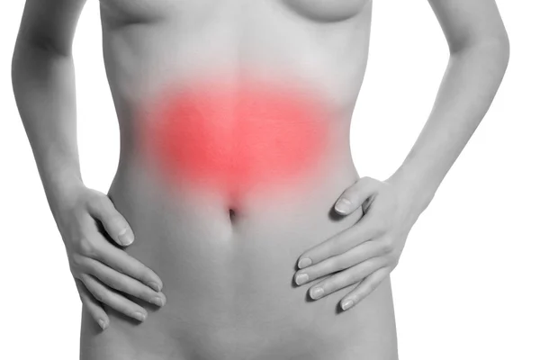 Žena trpící bolestí břicha — Stock fotografie