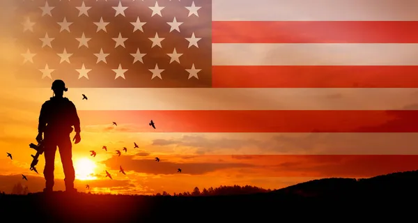 退伍军人日、阵亡将士纪念日、独立日的贺卡。美国庆祝活动. — 图库照片