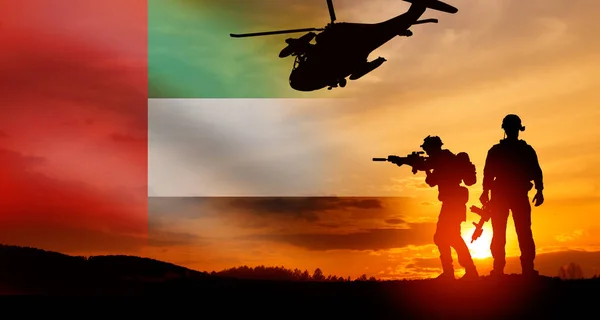 Silhouet Van Soldaten Tegen Vlag Van Vae Begrip Nationale Feestdagen — Stockfoto