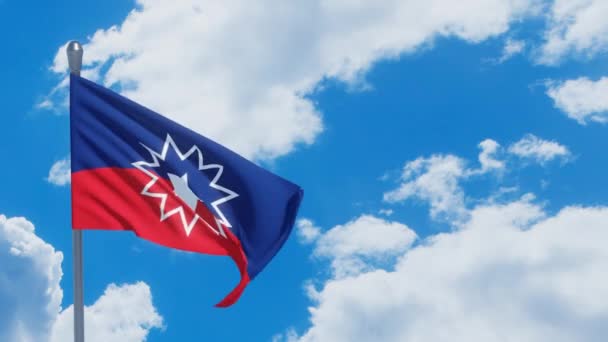Июньский Флаг Машет Фоне Голубого Облачного Неба 1865 Года Рендеринг — стоковое видео