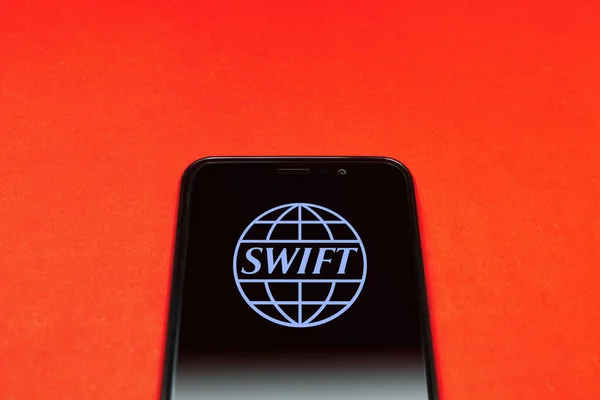 Swift Society Worldwide Interbank Financial Telecommunication Network Swift Logo Smartphone — Stock Photo, Image