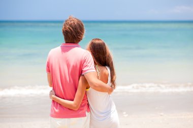 genç güzel tropik bali beach.honeymoon Çift