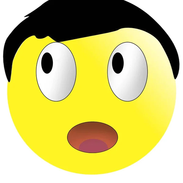 Yellow Emoticon Hairstyle Black Hair White Background Isolate — 스톡 사진