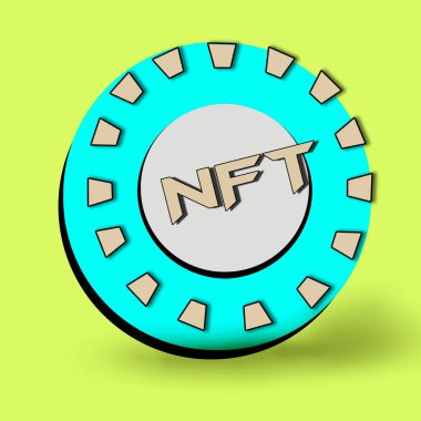 Açık yeşil arkaplanda çip NFT oynatılıyor