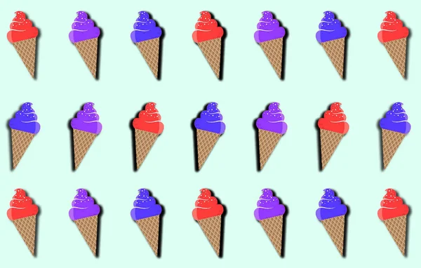 Ice Cream Cone Including Blue Red Purple Orange Waffle Cone — Foto de Stock