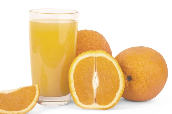 Isolated Drink Glass Orange Juice Slices Orange Fruit Isolated White — Stock Photo, Image