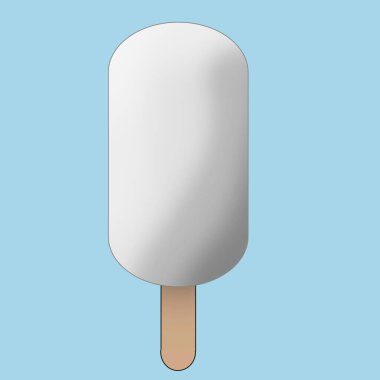 Mavi arka planda beyaz çikolatayla kaplanmış havada duran dondurma.