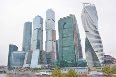 Moscow City - view of the skyscrapers Moscow International Business Center. against the sky