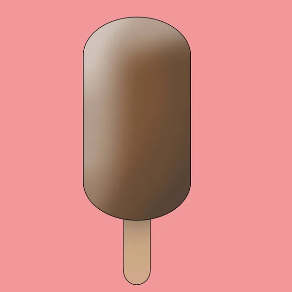 Chocolate Ice Cream Popsicle Almond Flakes Pink Background — Stock Fotó
