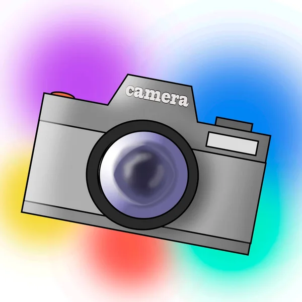 Hanging Reflex Camera Color Background — Foto de Stock