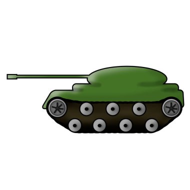 Drawing of a tank in watercolor. A painted tank.