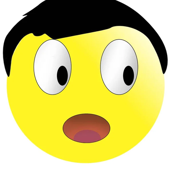 Yellow Emoticon Hairstyle Black Hair White Background Isolate — 스톡 사진