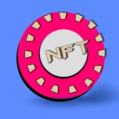 Purple chip with the inscription token on a blue background with a shadow